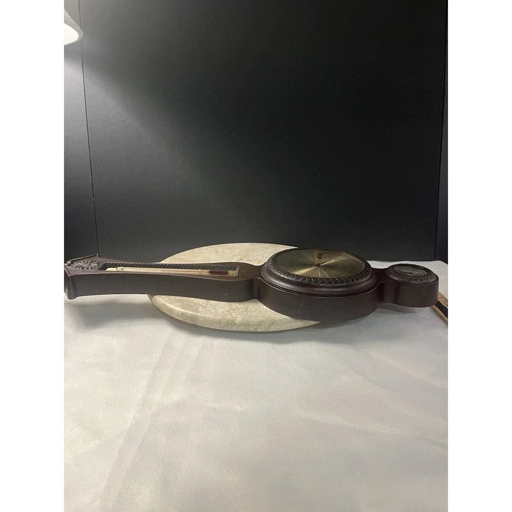 Wooden Barometer Taylor Instrument Companies Vintage Banjo  Weather Station